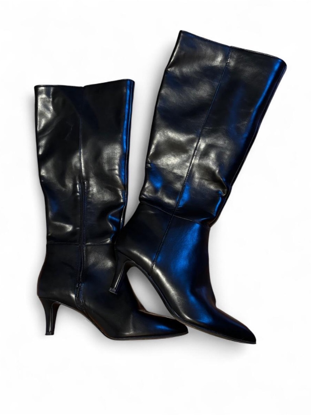 Dolce Vita Women's Black Knee-High Pointed-Toe Leather Boots